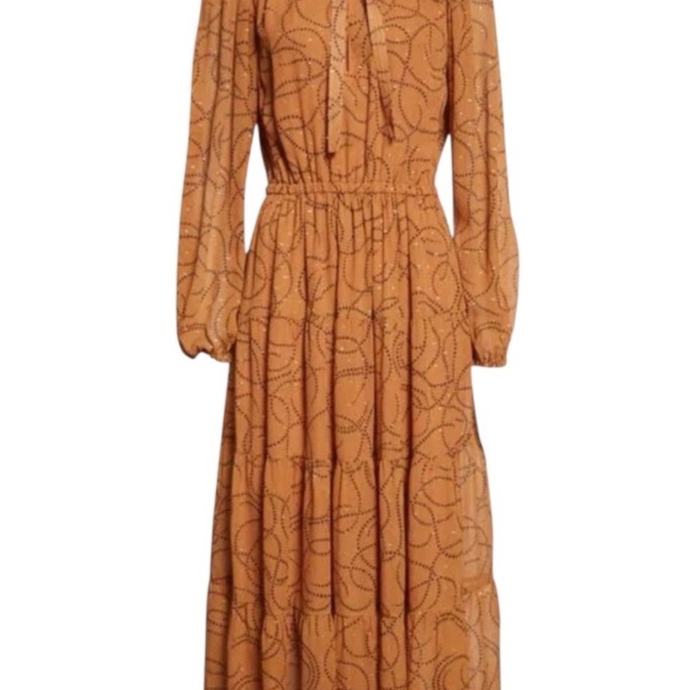 A.L.C. 100% Silk Heart Print Marlowe Long Sleeve Dress
